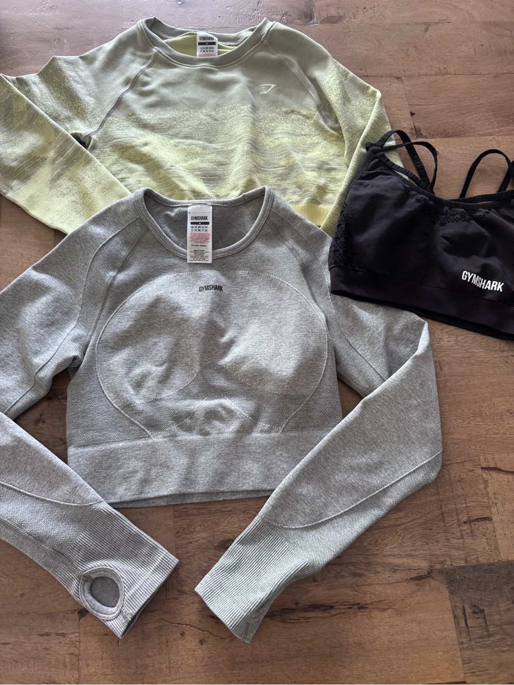 Gymshark bundle 3 pcs Seamless flex Long-Sleeve Crop Top athleisure gym